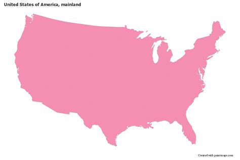 Sample Maps for United States of America, mainland (pink,outline) Map Maker, United States Map ...