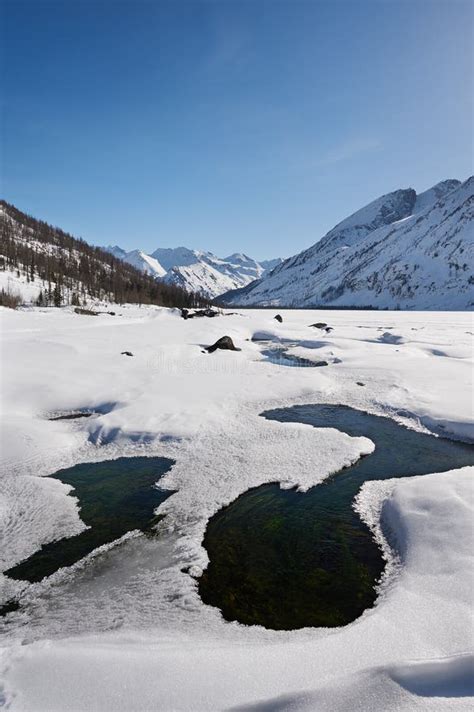 Beautiful Winter Landscape, Altai Mountains, Siberia, Russia. Stock Photo - Image of moraine ...