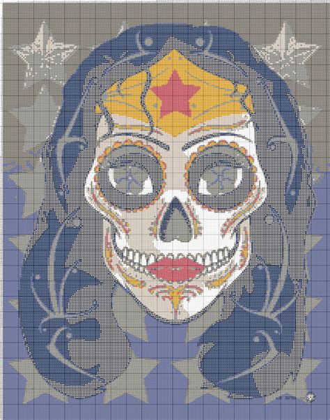 Wonder Woman sugar skull graphgan Cross Stitch Bookmarks, Counted Cross ...