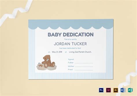 Baby Dedication Certificate Design Template in PSD, Word, Publisher, Illustrator, InDesign