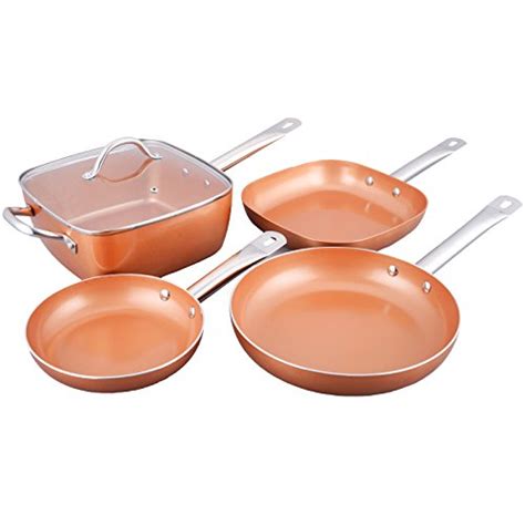 Bioexcel Copper Frying Pan Set with Stainless Steel Handles - 5 Pcs ...