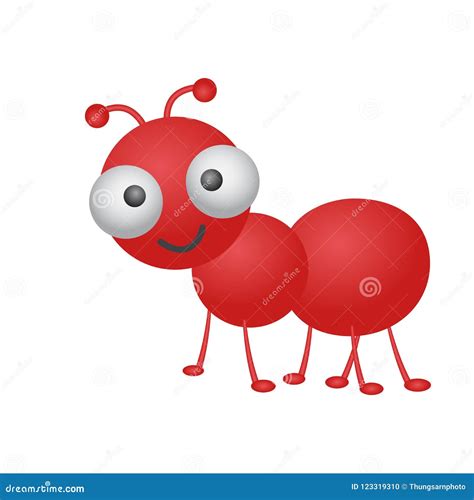 Cute Ant Cartoon on White Background Stock Illustration - Illustration ...