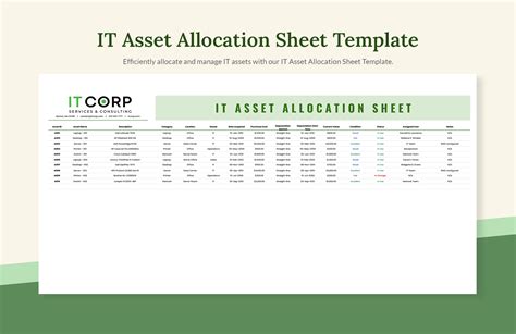 IT Asset Allocation Sheet Template in Excel, Google Sheets - Download ...