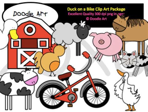 Duck on a Bike Clipart Pack - Etsy