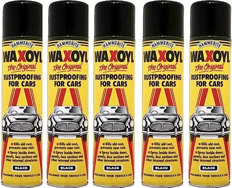 5x Hammerite Waxoyl Black Aerosol 400ml Rust Proofing : Amazon.co.uk: Automotive