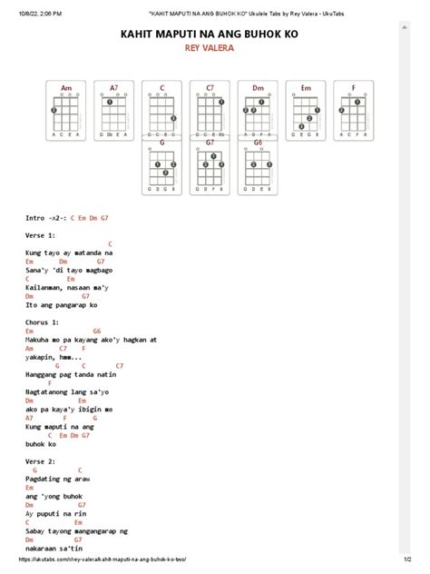 KAHIT MAPUTI NA ANG BUHOK KO - Ukulele Tabs by Rey Valera - UkuTabs | PDF