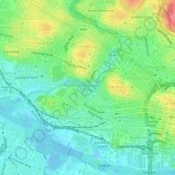 Kelvingrove Park topographic map, elevation, terrain