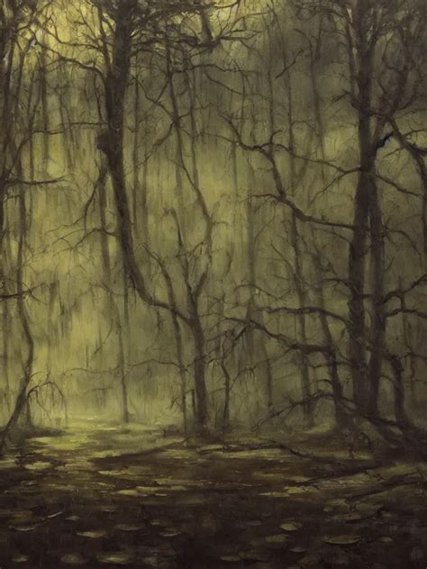 Landscape oil painting of a eery swamp, grimey, | Stable Diffusion | OpenArt