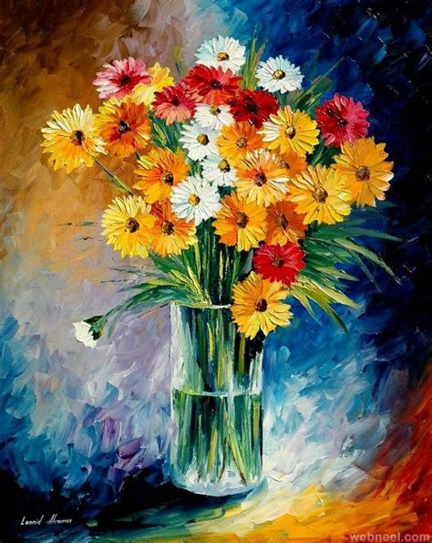 Impressionist Acrylic Still Life Painting of Flowers - Original Vintage ...