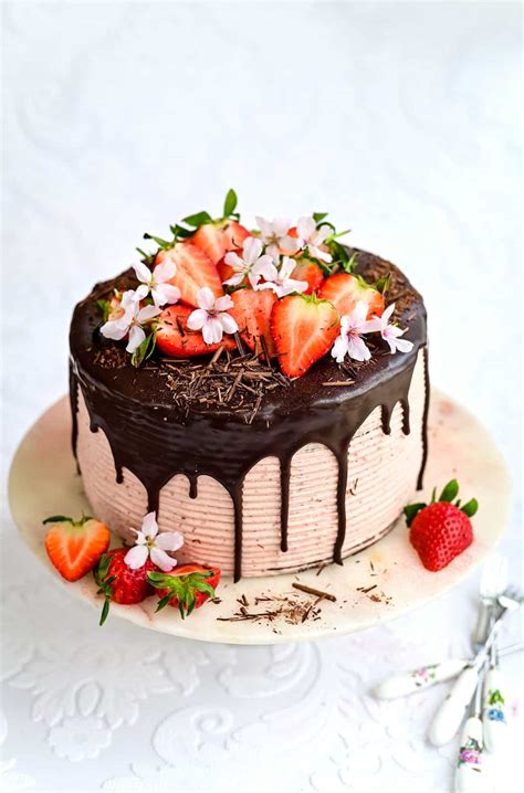 Chocolate Strawberry Cake - Chocolate Cake with Strawberry Filling - Supergolden Bakes