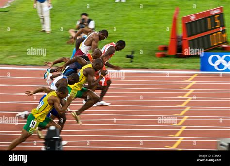 Usain Bolt breaks away during Men’s 100 meter sprint. He later wins 220 ...