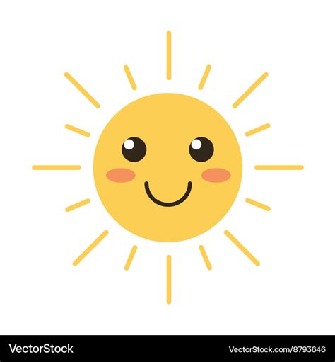 Flat design smiling cartoon sun Royalty Free Vector Image