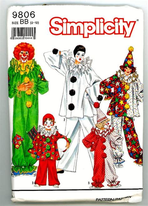 Clown Costume Pattern Simplicity 9806 Boy or Girl Size | Etsy | Costume ...