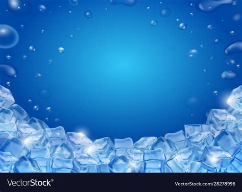 Ice cubes blue background realistic Royalty Free Vector