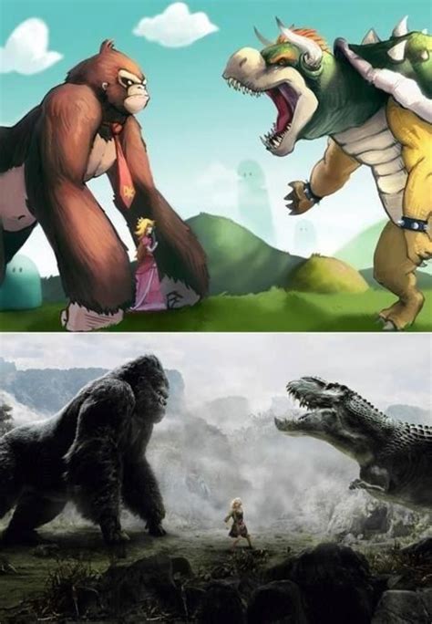 Donkey Kong vs. Bowser | Super mario art, Mario art, Kong godzilla