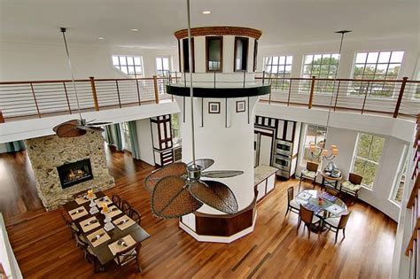 This oceanfront family home features indoor lighthouse