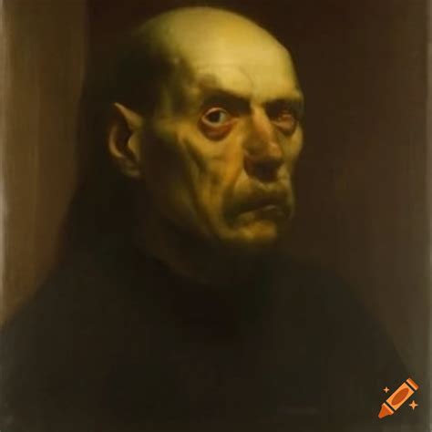Dark painting of a sick man