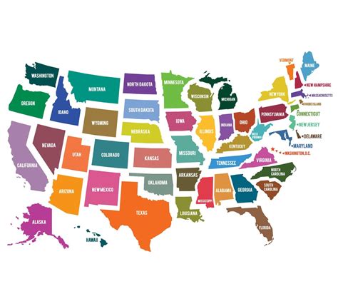 Bright Colors USA Map Clip Art United States of America Instant ...