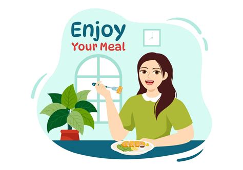 Enjoy Your Meal Vector Illustration a Variety of Delicious Food in Home ...