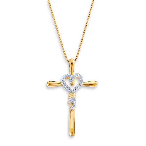 14k Gold Diamond Cross Heart Pendant: Style with Sears