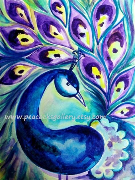 Items similar to Peacock Watercolor Painting Art Print 11x14 on Etsy