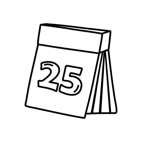 Single hand drawn Christmas calendar with number 25. Doodle for greeting cards, posters ...