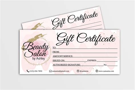 Gift Certificate Template Editable Gift Card Gift Voucher - Etsy Canada