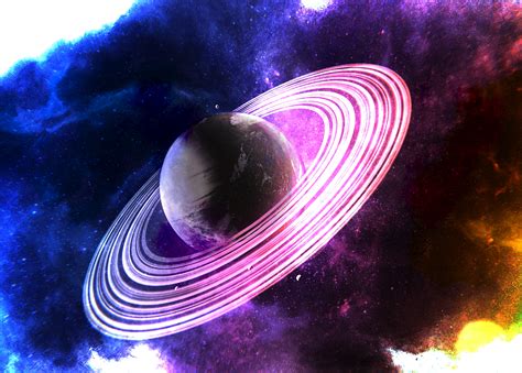 Saturn Wallpaper 4K, Rings of , Surreal, Pink rings