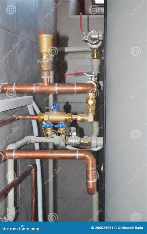 Copper Pipes Heating System. House Heating System Copper Pipes Stock ...