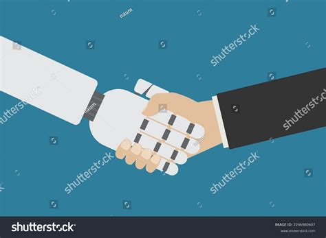 Handshake Human Robot Symbiosis Humans Artificial Stock Vector (Royalty ...