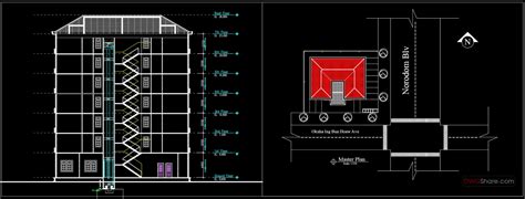 Hotel Elevator and stairs Elevation AutoCAD File DWG