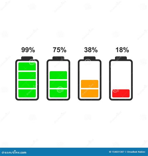 Set of Battery Level Indicator Icons. Stock Vector - Illustration of electric, digital: 154031387