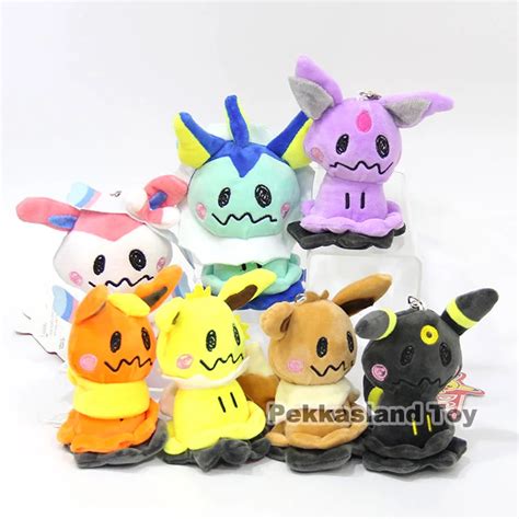 Anime Cartoon Mimikyu Cos Sylveon Flareon Eevee Umbreon Jolteon Vaporeon Espeon Plush Pendants ...