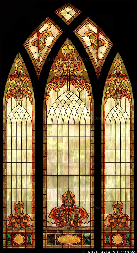 "Decorative Arched Window" Religious Stained Glass Window