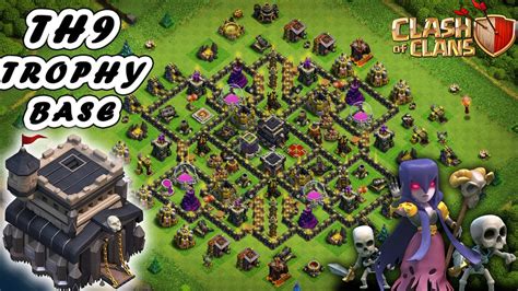 Clash of clans th9 TROPHY bases with link (easy & simple) maxed - YouTube