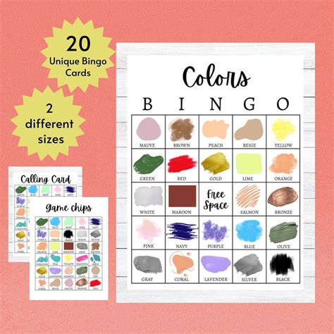 Color Bingo Cards Colors Learning Game for Kids Learning - Etsy