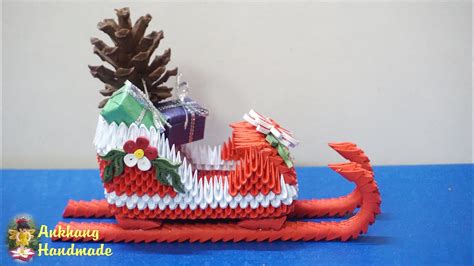 3d origami Christmas Santa sleigh tutorial | DIY paper Santa sleigh Christmas decoration - YouTube