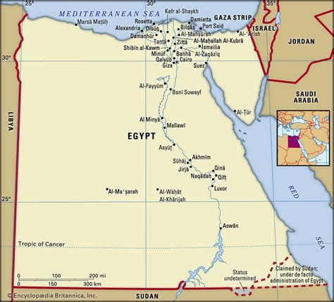 Map of Egypt and geographical facts, Where Egypt is on the world map - World atlas