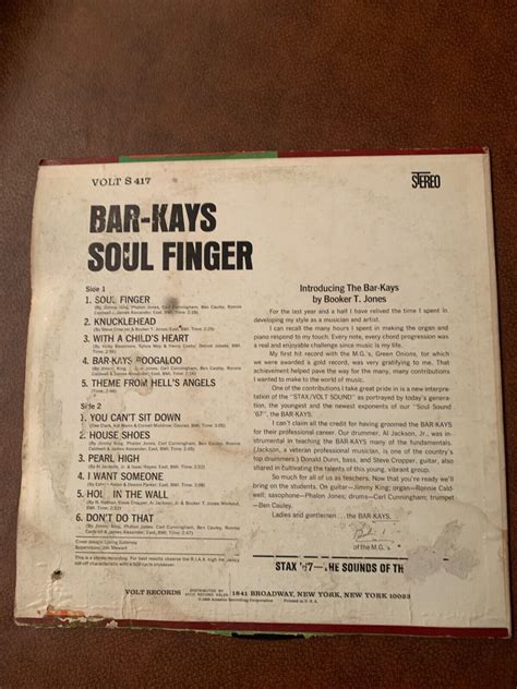 Bar-Kays- Soul Finger 1967 S-417 Vinyl 12'' Vintage | eBay