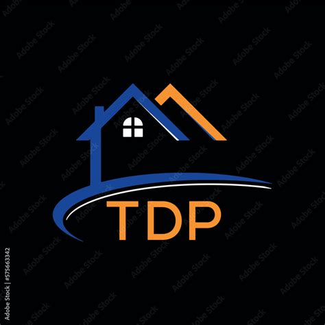 TDP house logo, letter logo. TDP blue image on black background and orange . TDP technology ...