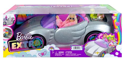 Barbie Car, Barbie Extra Set With Sparkly 2-Seater Toy Convertible ...