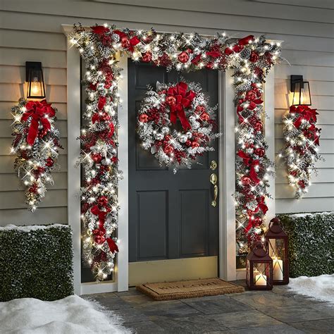 The Cordless Prelit Red And White Holiday Trim - Hammacher Schlemmer | Christmas wreaths ...