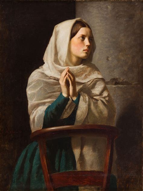 Jules Breton | Young woman praying in church (1854) | MutualArt