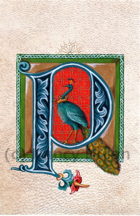 Medieval Illuminated Letter P Alphabet Letter P Painted - Etsy