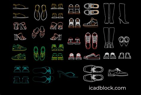 Shoes CAD Block collection in DWG - iCADBLOCK