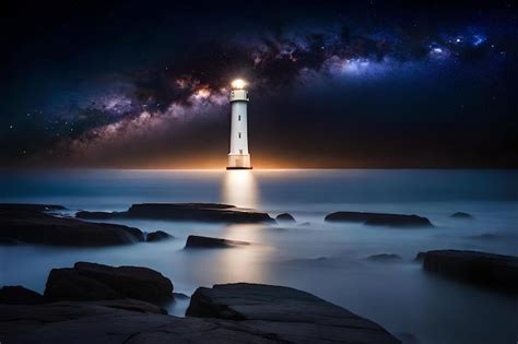 Premium Photo | Lighthouse on a dark night