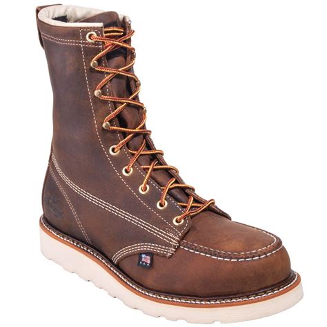 Thorogood Boots: Men's 804-4478 USA-Made Brown EH Steel Toe Work Boots - EHStampedeBoots