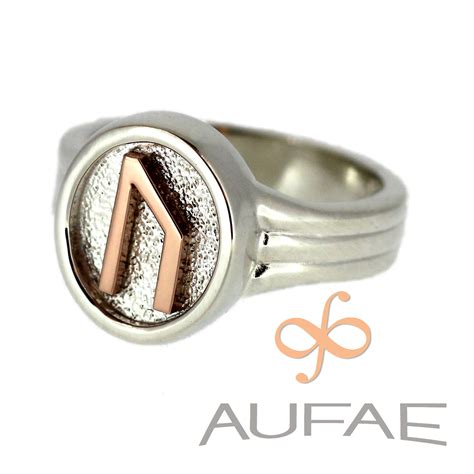 Aufae Uruz Ring in Sterling Silver with Gold, Steel or Iron Uruz Rune - Aufae Jewelry