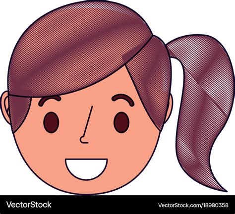 Smiling young face girl cartoon female Royalty Free Vector