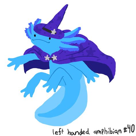 an amphibiban a day: can you draw a blue axolotl with a wizards hat